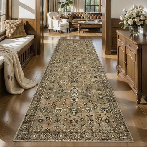 Image of Tangsoo Brown 3x10 Washable Runner Rugs for Hallway, Runner Rugs Non Slip