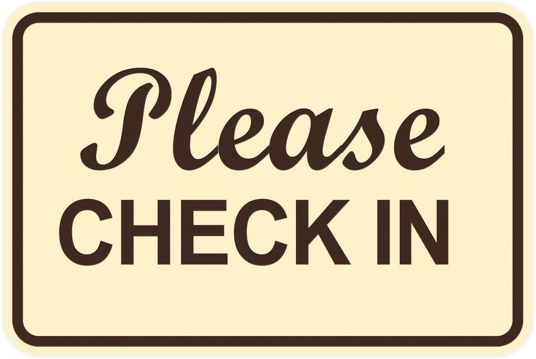 Signs ByLITA Classic Framed, Please Check In Sign (Ivory/Dark Brown) - Large 1 Pack