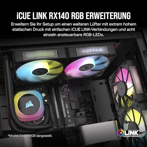 CORSAIR iCUE LINK RX140 RGB 140mm PWM-Lüfter – Einzelpackung, Schwarz – Ansicht 2