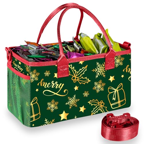 REALIKE Reusable Small Gift Carrying Storage Bag with Handle Crossbody Holder for Christmas Fabric Presents Holiday Party Favor Tote Case for Organizer Storage Carry and Packing Goodie Toys Snack