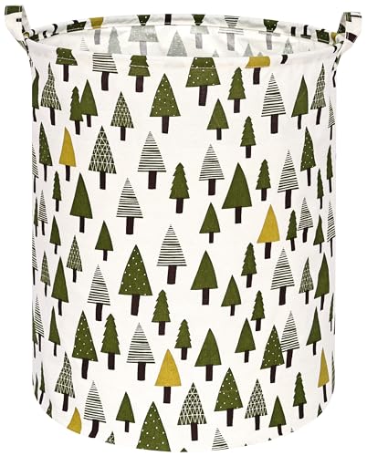 Image of Collapsible Kids Laundry Basket Clothes Hamper, Foldable Storage Organizer Bin, Toy Clothes Storage with Handles for Boys Girls Bedroom, Room Decor Christmas Tree