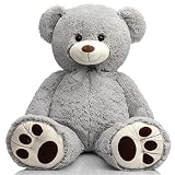 HollyHOME Teddy Bear Stuffed Animal Plush Giant Teddy Bears with Footprints Big Bear 36 inch Gray