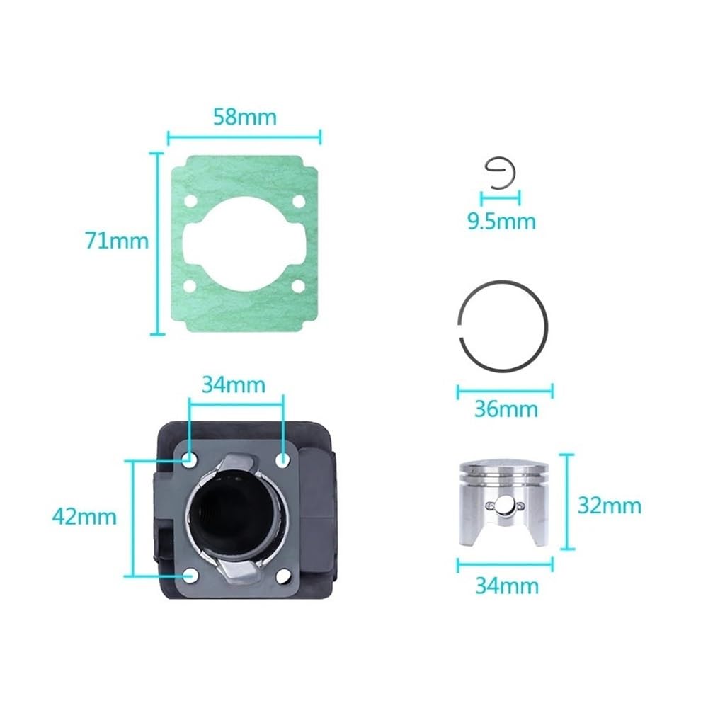 Kit de pistón de Cilindro YJPJ055058 de 34 mm Apto for TL26 CG260