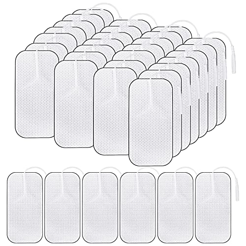 Viitech Almohadillas de electrodos, reutilizables, adhesivas universales para dispositivos TENS y EMS, con conector de 2 mm para aliviar el dolor (40 x 80 mm (40 piezas))