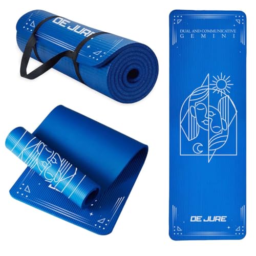 Image of De Jure Fitness Yoga Mat for Women and Men, 10mm Extra Thick Non-Slip NBR Exercise Mat for Yoga, Pilates, Gym & Floor Workouts - with Carry Strap - Pisces