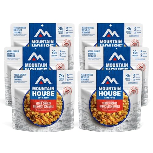 Mountain House Veggie Chorizo Breakfast Scramble | Freeze-Dried Backpacking & Camping Food | 6-Pack | Gluten-Free & Vegetarian