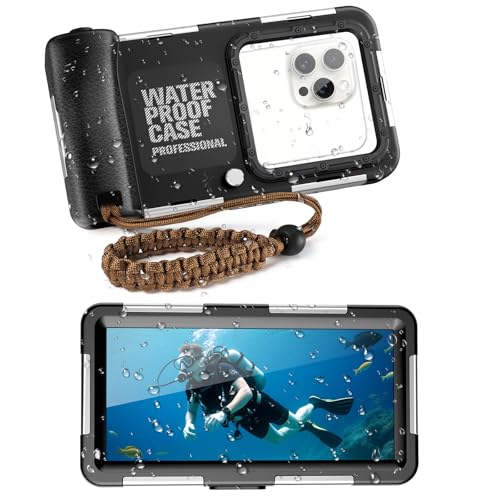 Saupsitnz Diving Waterproof Phone Case, 2025 Professional Diving Outdoor Swimming Snorkeling Surfing Underwater Photo Video Housing for iPhone 16 Pro Max/16 Pro etc. Smartphones (Black)
