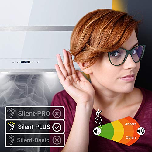 Afzuigkap 90 cm/Muur Afzuigkap met stahoogte/roestvrij staal/wit glas/WiFi/automatische uitschakeling/RGBW LED… - Image 4