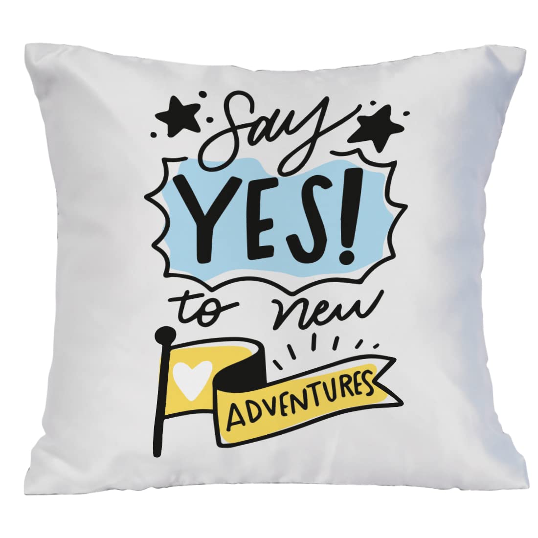 CrazyifySay Yess to Adventure Travel Cushion | Printed Cushion for Family/Friends/Wife/Husband | Cushion for Travel/Birthday/Anniversary/Valentine | Decorative Cushion/Pillow (12x12 Inches)