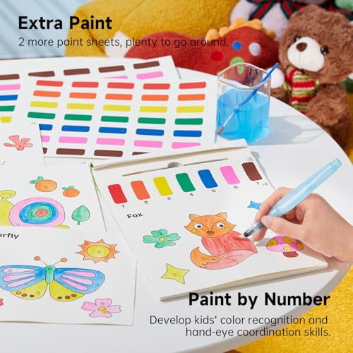 Image of Shuttle Art Paint with Water Coloring Book for Kids, 25 Animals Themed Pages with 2 Brushes, Mess-Free Watercolor Paint Set, Travel-Friendly Art Craft Gift for Toddlers, Birthday Christmas Gift