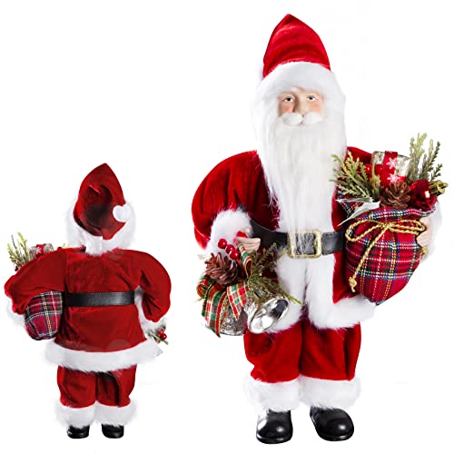 Uten 12 Santa Claus Decorations Christmas Standing Figurine with Gifts Bag and Bell for New Year Christmas Decoration Navidad Natal Gifts.
