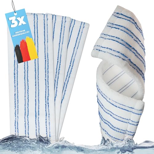 HELOME 3X Premium Wischmopp mit Abrasiv-Streifen Profi Bodenwischer Ersatz-Bezüge für handelsübliche 40cm Mopp-Klapphalter Flachwischer Ersatzbezug für alle Bodenarten | Wischbezug 40cm