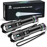 Jayxinli Torches LED Super Bright Rechargeable 2-Pack - 1000000 Lumen Zoomable Tactical Torch with Long-Lasting Battery for Outdoor, Emergencies, Camping & More