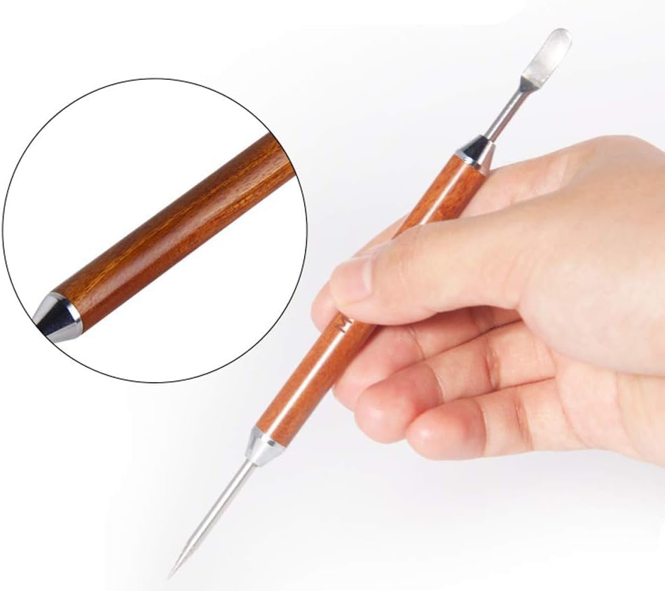 TOPPROSPER Stainless Steel Coffee Art Pen Coffee Fancy Stitch Barista Tool Coffee Latte Needle with Wood Handle Stainless Steel Coffee Fancy Needle Latte Art Pen for DIY Coffee... - Image 4