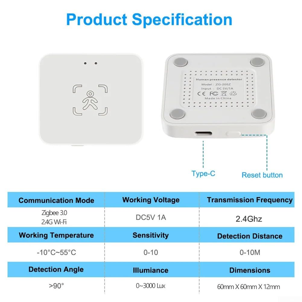 Détecteur de mouvement respiratoire humain, capteur de présence humaine intelligent, capteur de détection de mouvement humain intelligent pour Tuya Wifi et pour Zigbee