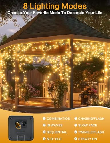 BHCLIGHT 2-Pack Solar String Lights — 144ft, 400 LEDs, 8 Modes, IP65 Waterproof — view 5