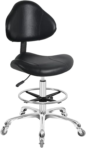 Silla de dibujo giratoria con ruedas, ajustable, resistente (400 libras), soporte lumbar, silla de tareas para escritorio en casa, estudio,