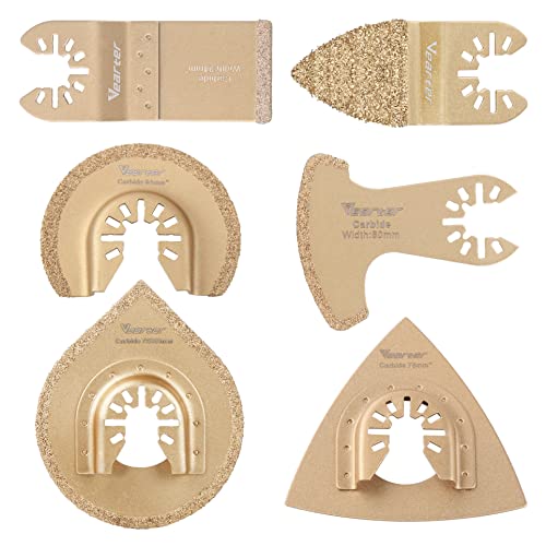 Vearter BDJP-YZHJ-6PCS Carbide Oscillating Tool Blade, Multitool Saw Blade Quick Release Power Accessories Universal Kit For Tile Grout Mortar Concrete Masonry cover
