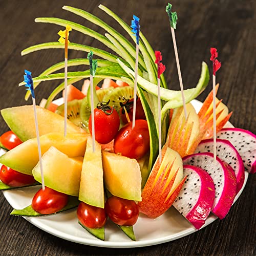4 Inch Wood Frill Picks Toothpicks,1200 Pcs Club Frill Toothpicks,Sandwiches Picks,Cocktail Party Toothpicks For Fruit,Appetizers,Club Sandwiches,Parties #TOP3