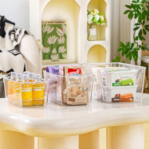 Image of Freebat 12 Pack Organizers and Storage, Pantry Organization and Storage Bins, Cabinet Organizer, Clear Plastic Storage Containers with Handle,Acrylic Storage Bins (4 Small&4 Middle&4 Large