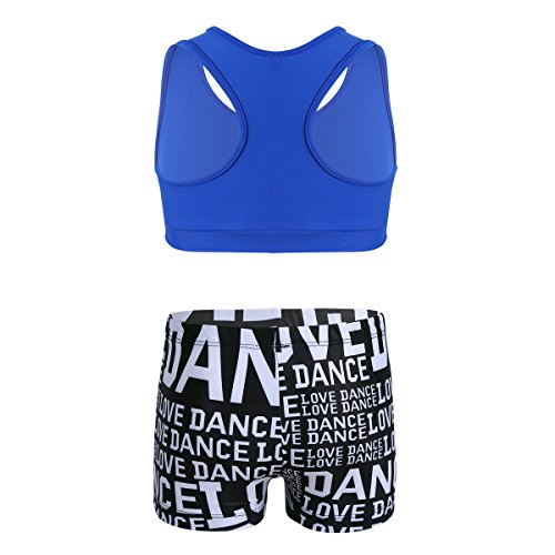 image for MSemis Girls' Kids 2-Piece Sport Dance Outfit Crop Top with Booty Shor