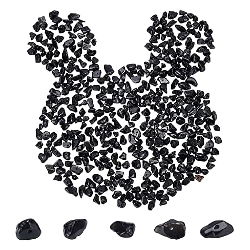 SUNNYCLUE 1 Caja de 400 Piezas de Cuentas de Piedra de Viruta Natural de Obsidiana Negra, Cuentas de Cristal de Viruta, Cuentas de Piedras Preciosas Naturales, Piedra | Ya disponible en tu tienda friki favorita! En mundofriki.es!