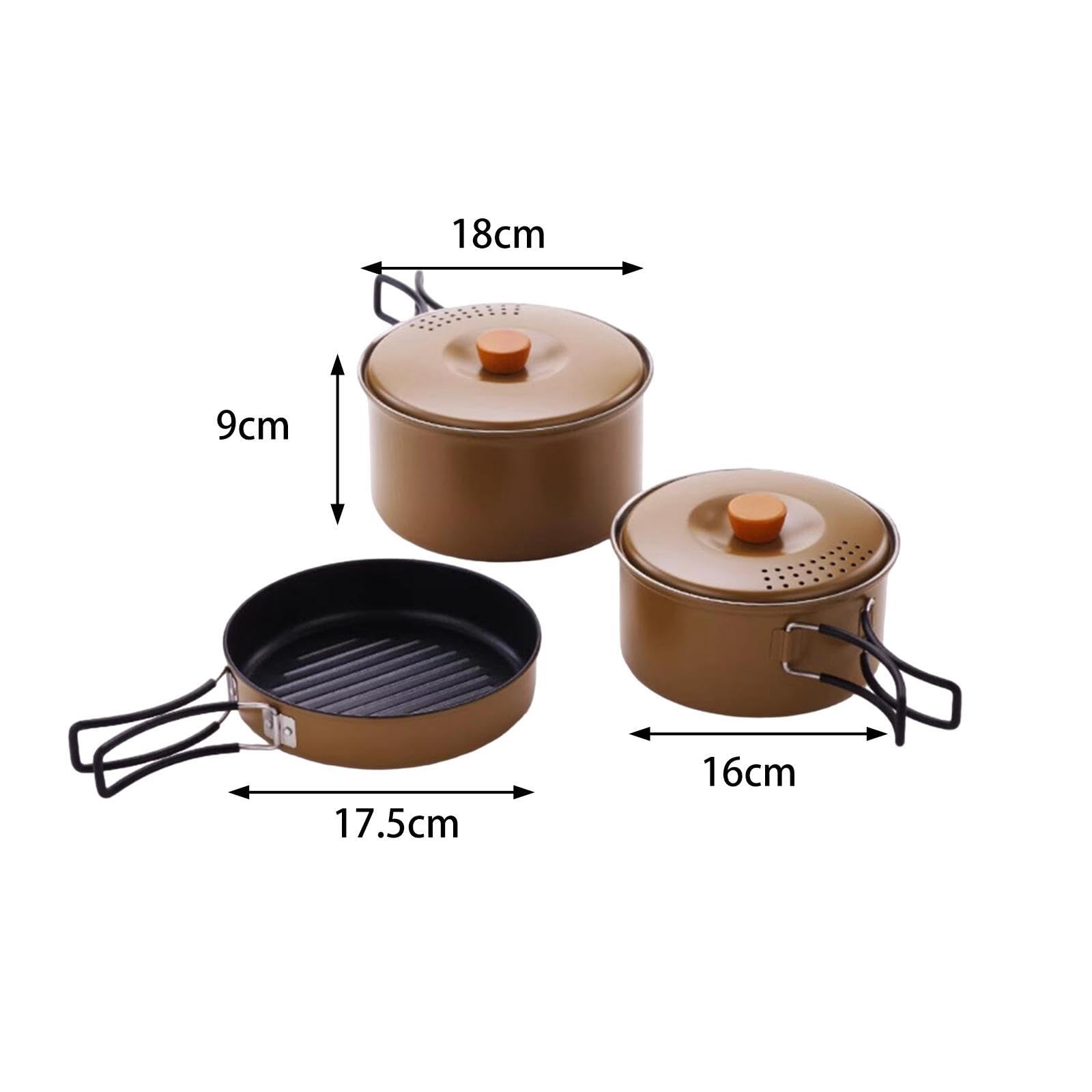Set di pentole e padelle portatili da campeggio con peso leggero per gli appassionati di escursionismo e pesca, che garantisce una lunga durata per pentole, padelle, bollitori, pesca, viaggi