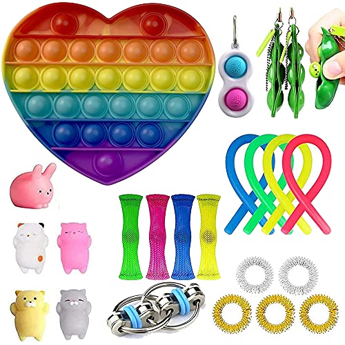 Sensory Fidget Toys Set 23 Pack, Anti-Anxiety and Relief Stress Toys for Kids Adults and ADHD, Push pop pop Bubble Squeeze Toys Puzzle Balls for Birthday Party Favors Best Gifts