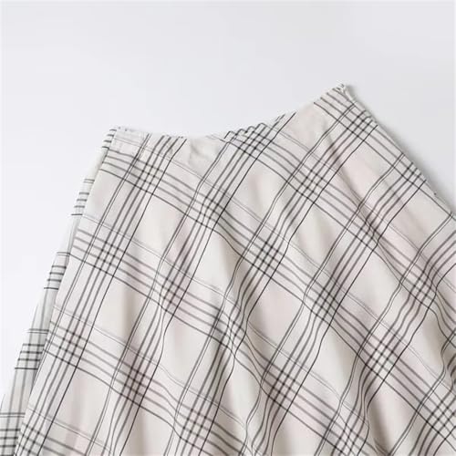 Women Plaid High Waist Slim Skirt Tulle Drape Casual Office A-Line Skirts2