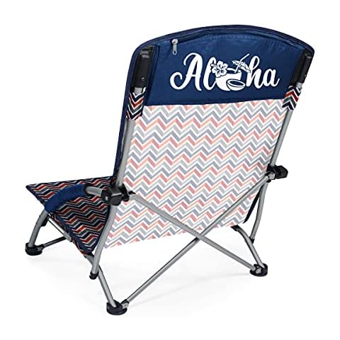 ONIVA - a Picnic Time Brand - Aloha - Tranquility Portable Beach Chair, Navy Blue, Orange, & Gray Pattern Cover