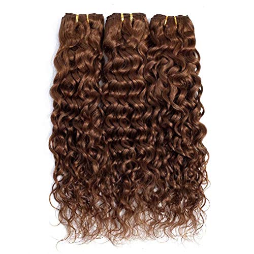 FEEL ME Brown Brazilian Hair Weave Bundles Water Wave Color 4 Brazilian Water Wave Hair 3 Bundles(20 22 24) Unprocessed Brazilian Virgin Human Hair Bundles Extensions