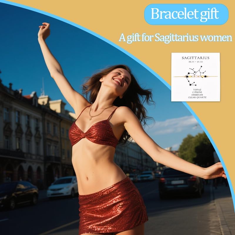 12 Constellation Bracelet Horoscope Zodiac Gifts for Women Birthday Christmas Gifts for Her Crystal Bead Bracelets for Women - Image 5