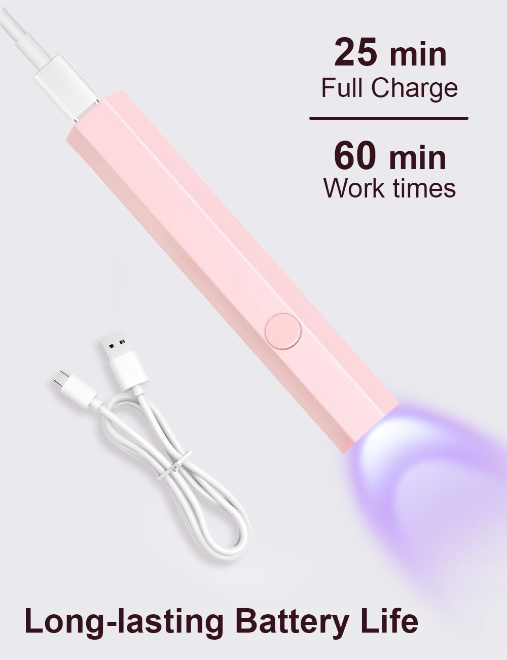 Gel Nail Mini UV Lamp, UV Lamps for Gel Nails LED Rechargeable Nails Dryer for Gel Nail Sticker Strip DIY Small UV Nail Lamp (Pink) - Image 3