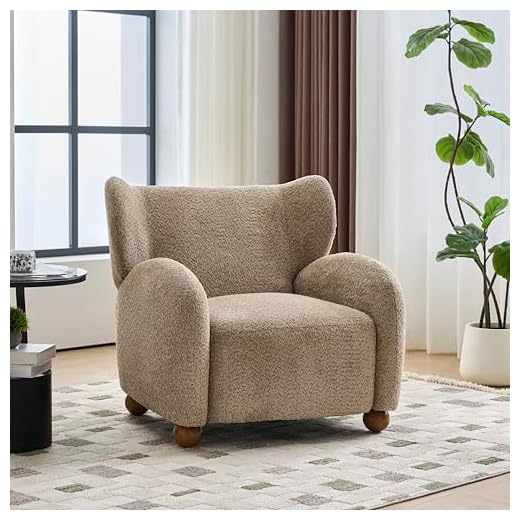 Elegant Boucle Wingback Accent Chair