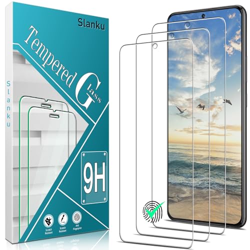 Slanku [3 Pack Screen Protector for Samsung Galaxy S22 Plus 5G Tempered Glass Support Fingerprint Reader Bubble Free Anti Scratch Transparent