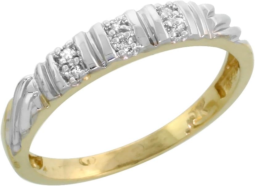 Silver City Jewelry, Inc. 10k Yellow Gold Diamond Engagement Ring Women 0.06 cttw Brilliant Cut 1/8in. 3.5mm wide