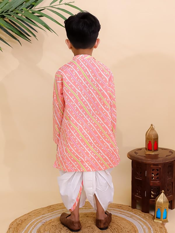 Image of superminis Boys Cotton Solid Jacket, Kurta Dhoti Set