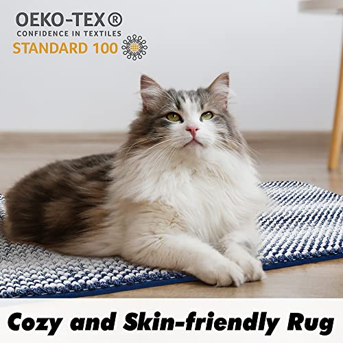 Bedelite Chenille Bathroom Rug Non Slip, Super Thick Absorbent Bath Mat For Bathroom Floor, Soft Shaggy Navy Blue Bath Rug Washable And Quick Dry, 17" X 24" #TOP6