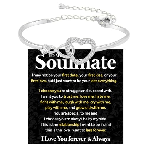 To My Soulmate Bracelet For Women With Heartfelt Message Card & Elegant Box, Bracelet For Girls, Soulmate Birthday, Wedding, Christmas Jewelry Gift From Boyfriend, Husband4