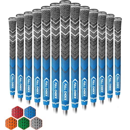 Full Choice Cross Corded Oversized Golf Grips 13 Pack, Low Taper Design, Multi-compound Hybrid Golf...