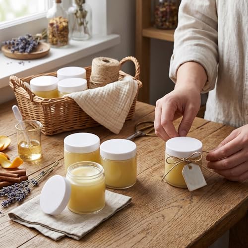 Image of Norme 24 Pcs 4 oz Glass Jars with Lids Cosmetic Jars, White, Clear
