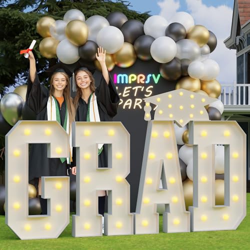 Graduation Decorations 2026 4FT GRAD Light Up Letters for Class of 2026 Decorations GRAD Marquee Letters Sign for Kindergarten Preschool High School Graduation Party Decor