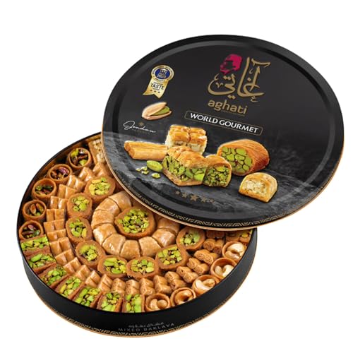 Premium Baklava 500g Gemischte Sorten - Orientalische Süßigkeiten Geschenkbox - Mit Echten Pistazien & Nüssen - Süßgebäck Spezialität & Ben’s Garden Notiz Set