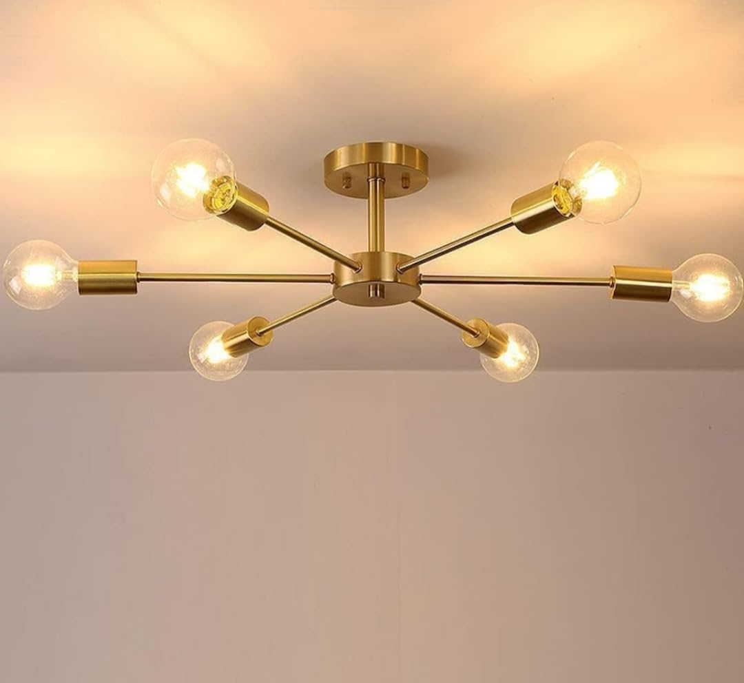 Shri Shyam (with Bulb) 6-Light Chandelier Juhumar Hanging Pendant Light Lamp for- Ceiling Decore, Kitchen, Hall, Lobby, Restaurant, Bar, Office, Living Room, Bedroom, Dining Area, Hotel.-image-8