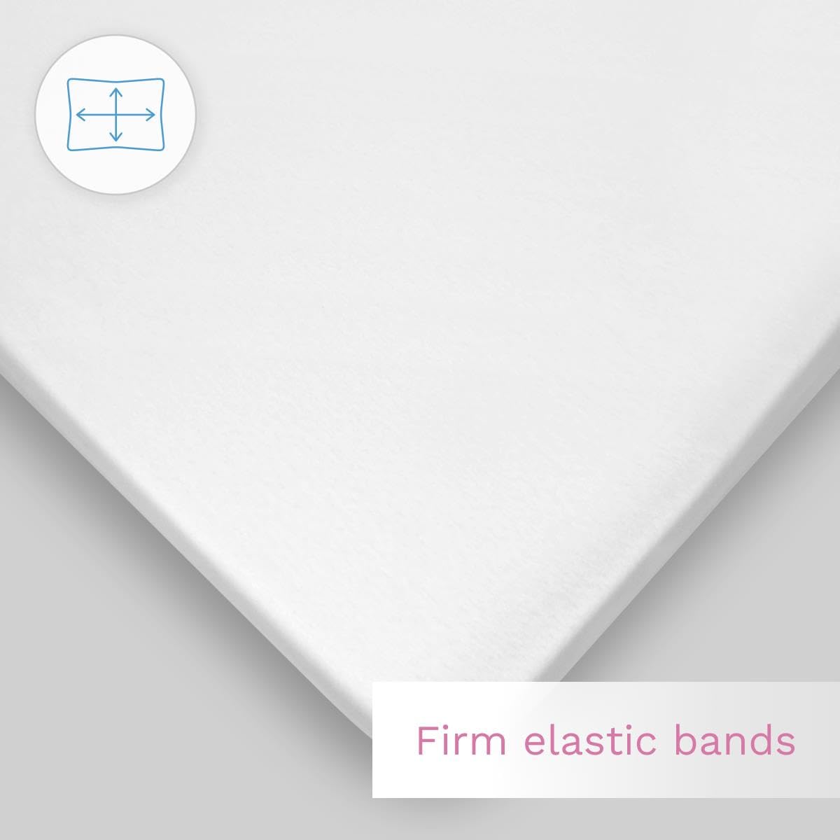 Jersey 100% Cotton Fitted Sheet for 90 x 40 cm Baby Crib Cradle Mattress (White) — view 8