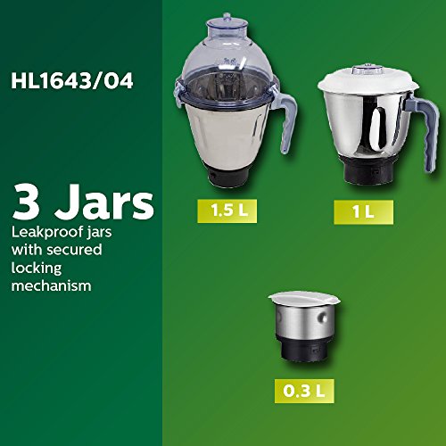 Philips HL1643/04 600Watt Simply Silent Vertical Mixer Grinder with 3