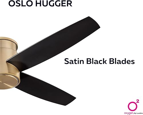 Miniatura 10 de Oxygen 3-101-20 Oslo Ventilador de techo moderno de cuatro aspas de 52 pulgadas - Acabado de níquel pulido  Motor reversible de tres velocidades con