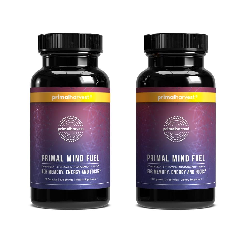 Primal Harvest Brain Supplement, Primal Mind Fuel Brain Booster for Focus, Energy, Clarity, Memory Brain Health 30 Capsules Nootropics Brain Support Supplement for Men and Women (2 Pack (30 Count))