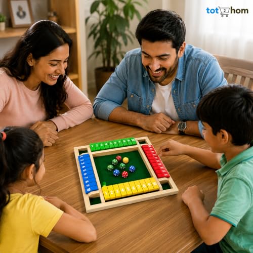 Image of Wooden Shut The Box Game | 4 Player Family Board Game | Math & Strategy Learning Toy for Kids & Adults | Screen-Free Family Fun