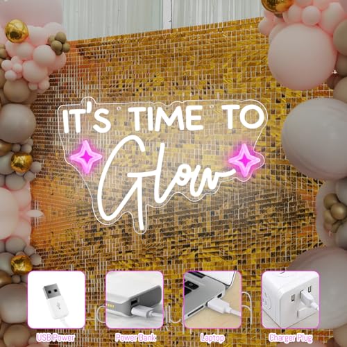 Image of It's Time To Glow Neon Sign Cowgirls Neon Decor Light Sign Girl Glow Party Led Neon Signs for Beauty Room Hair Salon Nails Wax Lash Beauty Decoration Wall Neon Sign